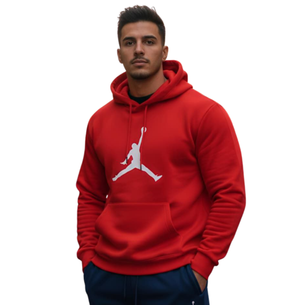 تيشيرت هودي مطبوع احمر