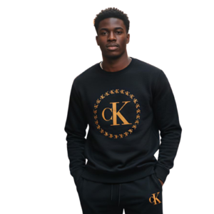 45 تيشيرت راوند شتوي مطبوع اسود